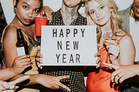 People celebrating at a new years eve party mockup