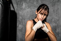 Female boxer at the gym