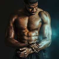 African American man with big muscles