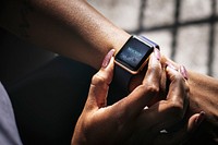 Closeup of smartwatch on a wrist mockup