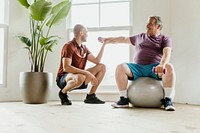 Men training in a fitness gym