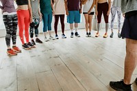 Trainer and his students in a gym