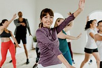 People dancing in a fitness class