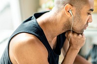 Healthy man listening to music 
