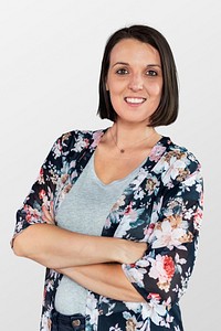 Portrait of a businesswoman on white background mockup