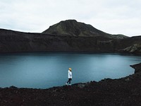 View of Hnausapollur lake in the Highlands of Iceland