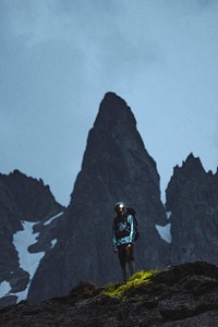 Man standing on Chamonix Alps in the evening