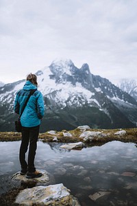 Man watching the Chamonix Alps in France