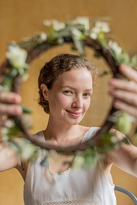 Summer bride with a floral wreath
