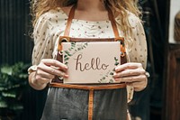 Florist with a hello card mockup