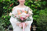 Bride holding a bouquet of flowers