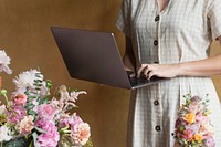 Florist working on a laptop