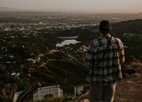 Photographer at a viewwpoint in the Hollywood Hills