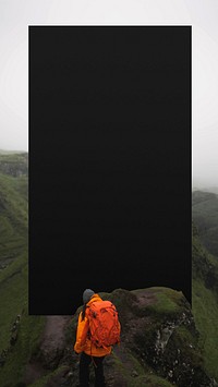 Hiker at Fairy Glen on Isle of Skye, Scotland mobile phone wallpaper mockup