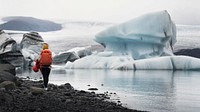 Adventure desktop wallpaper background, glacial lagoon in southeastern Iceland