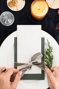 Card on a dining table mockup