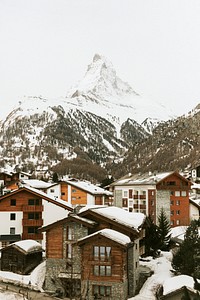 Village by the Matterhorn in the Alps