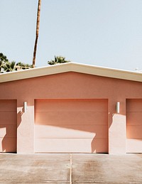 Driveway of a pink garage