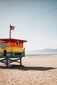 Bright and colorful lifeguard hut