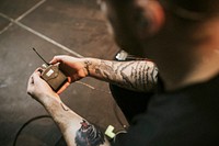 Sound technician with a wireless in-ear monitor
