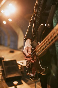 Bassist playing on stage