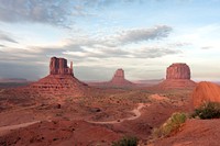 View of spectacular Monument Valley, one of the most-photographed scenic locations in Arizona, on Navajo lands east of the Grand Canyon. Original image from <a href="https://www.rawpixel.com/search/carol%20m.%20highsmith?sort=curated&amp;page=1">Carol M. Highsmith</a>&rsquo;s America, Library of Congress collection. Digitally enhanced by rawpixel.
