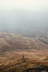 Hiker at Buachaille Etive Beag in Scotland