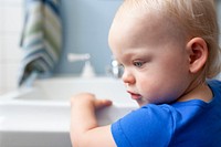 New normal lifestyle toddler washing her hands health photo