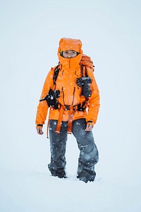 Landscape photographer at the snowy Faroe Islands