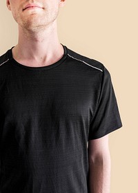 Men's black tee mockup psd studio fashion shoot