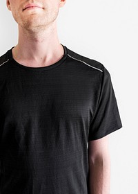 Man in black sport t-shirt studio shot