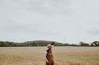 Woman in a wide brim straw hat