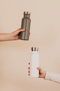 Gray and white water bottle mockups