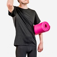 Men's sportswear and yoga mat mockup psd