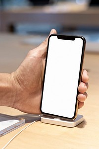 Phone screen mockup product showcase in shop psd