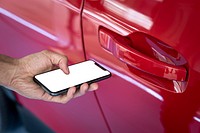 Phone screen mockup unlocking autonomous car psd