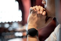 Smartwatch screen mockup psd on a man's wrist