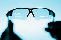 Smart glasses mockup psd with interactive lenses