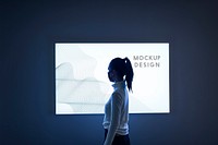 Bright shining screen mockup in an exhibition psd