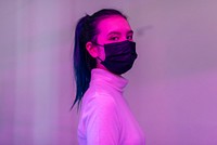 New normal nightlife girl wearing face mask at the club