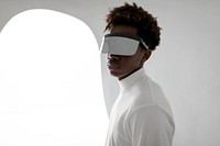 Man with smart glasses mockup VR technology