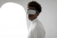 Man wearing smart glasses futuristic technology