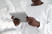 Man holding a digital tablet