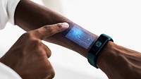 Smartwatch with hologram technology on man's wrist