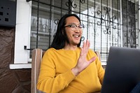 Man making a video call on a laptop in the new normal