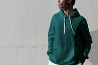 Stylish green hoodie mockup psd streetwear men’s apparel fashion