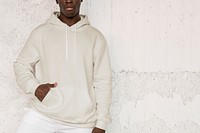 Stylish beige hoodie mockup psd streetwear men’s apparel fashion