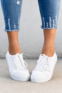 White canvas sneakers mockup psd women’s shoes apparel shoot