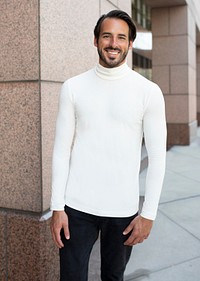 Simple white turtleneck mockup psd shirt street style men’s fashion