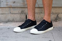 Black canvas sneakers mockup psd men’s shoes apparel shoot